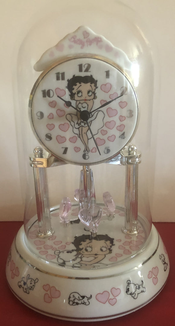 Betty Boop Pink Hearts and Pudgy Anniversary Clock                  Retired
