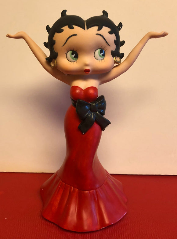 Betty Boop in Red Dress with arms up figurine musical            Retired - Very Hard to Find