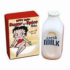 Betty Boop Kiss the Cook Sugar and Spice/Fresh Milk Salt and Pepper Shakers