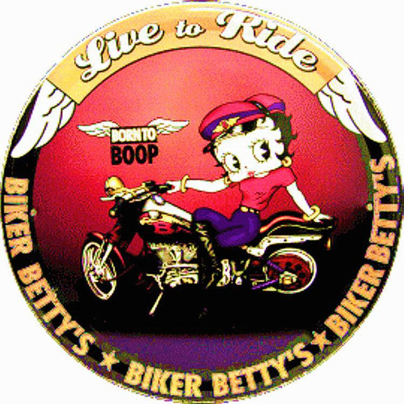 Betty Boop Live to Ride Biker Betty Metal Sign