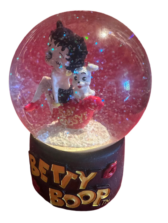 Betty Boop Winking Snowglobe with Pudgy                             Retired