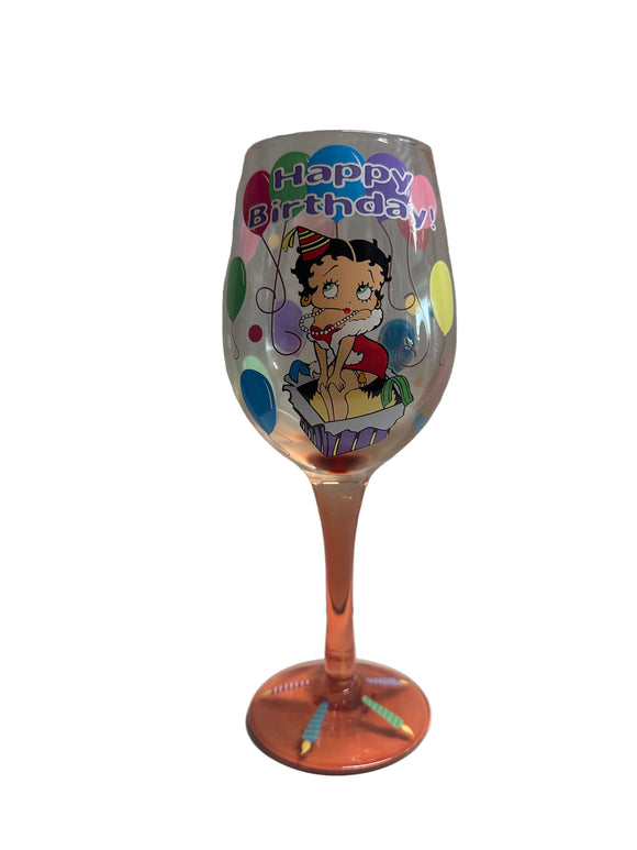 Happy Birthday Balloon with Betty Wine Glass                         Retired