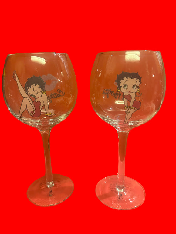 Betty Boop Wine Glasses (2)                          Retired