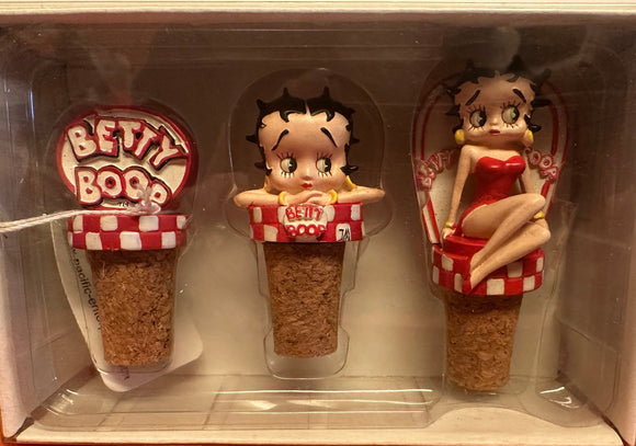 Betty Boop 3 piece Wine Bottle Cork Set                                   Retired