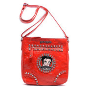 Betty Boop Embossed Print Rhinestone Cross Body Purse