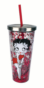 Betty Boop Glitter Cup with Straw