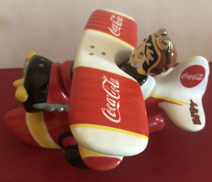 Betty Boop Coca Cola Biplane Salt and Pepper Set               Retired