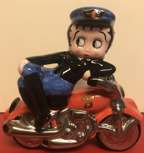 Motorcycle Betty by Clay Art Salt and Pepper Shaker Set   Retired