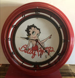 Betty Boop Red Metal Neon Wall Clock               Retired    Very Rare Piece