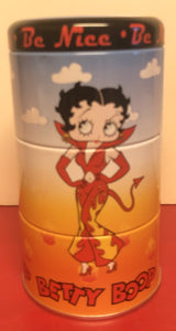 Betty Boop 3 piece stacking Naughty and Nice Tin with lid                    Retired
