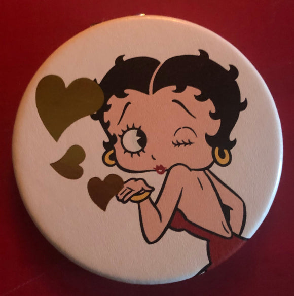 Betty Boop Wink White and Gold Hearts Compact