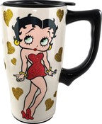 NEW  Betty Boop Classic Betty With Gold Heart Travel Mug