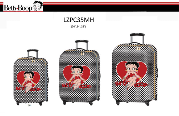 Betty Boop Polka Dot Hearts Hardspin 3 piece Luggage Set