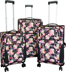 Betty Boop Biker 3 piece 4 Wheel Rolling Suitcase Set