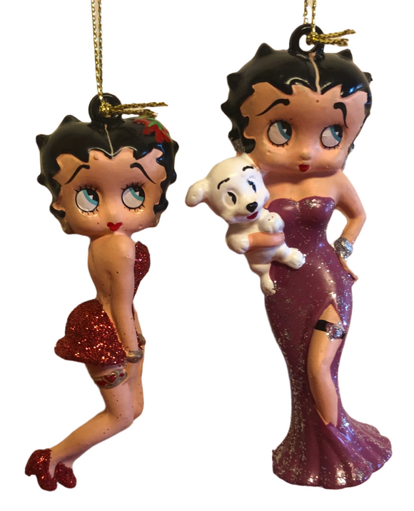 Betty Boop Glitter Girls Ornaments (2)    Retired