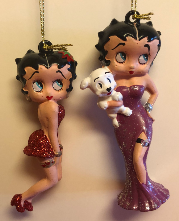 Betty Boop Glitter Girls Ornaments (2)    Retired