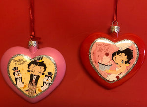 Betty Boop 2 piece heart ornament set