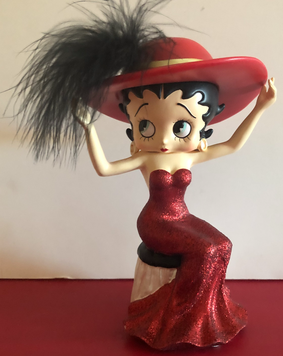 Betty Boop Lady In Red Sitting Fixing Hat    Retired