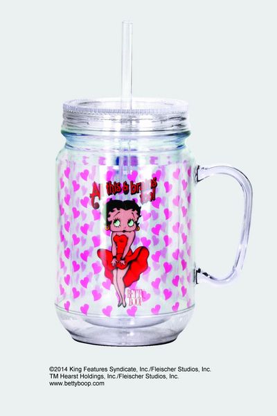 BETTY BOOP BRAINS MASON JAR