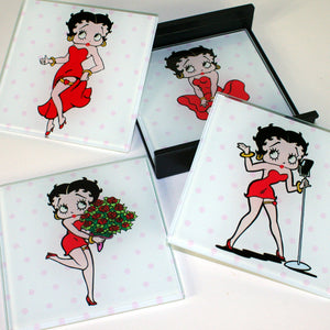 Betty Boop Polka Dot Glass Plates Set of 4