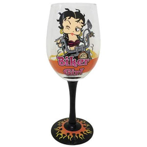Biker Girl Betty Wine Glass; 15 Oz.