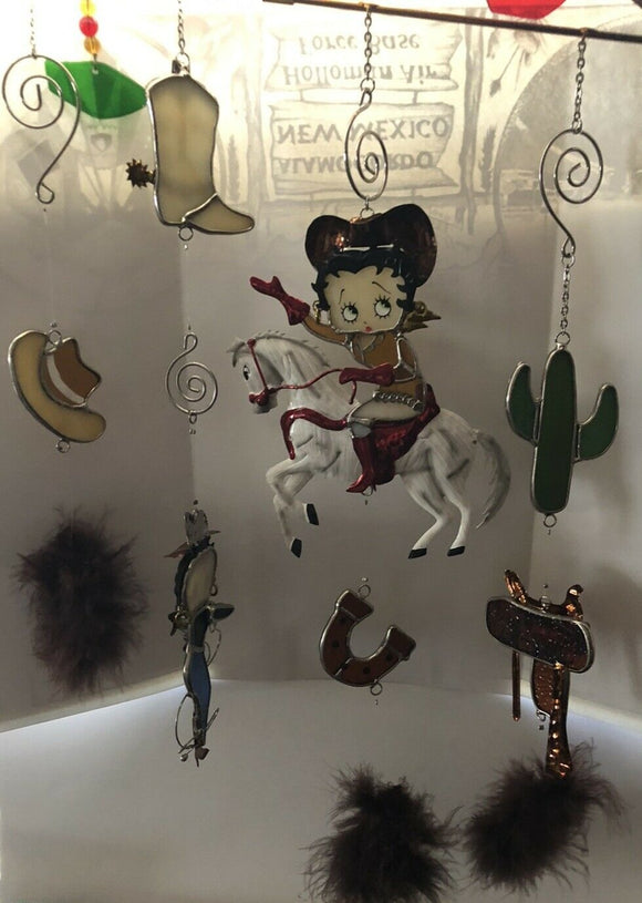 Betty Boop Western Stain Glass Chime              Retired