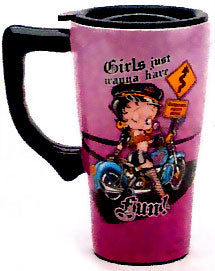 Product Image Betty Boop Girl Just Wanna Have Fun Biker Travel Mug