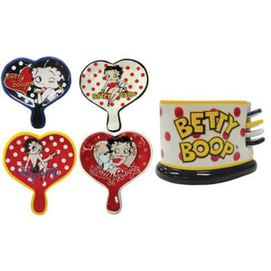 Betty Boop Tea Bag Holders, Set Of 4 With Storage Unit
